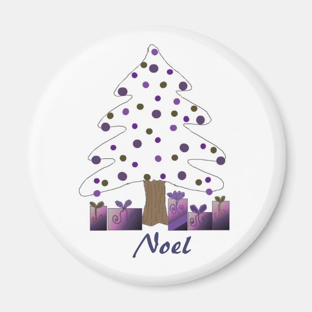 Imán Árbol de Navidad blanco y morado (Frente)