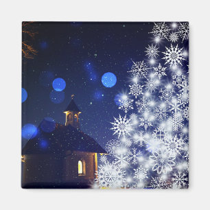 Imán Árbol de Navidad brillante con fondo azul