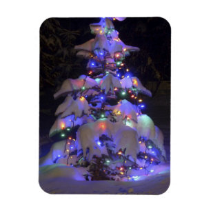 Imán Árbol de Navidad Brillante De Nieve Cubierta De Li