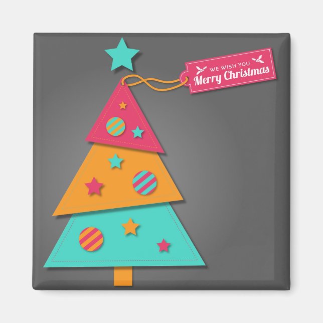 Imán Arbol de Navidad brillante lindo arte moderno (Frente)
