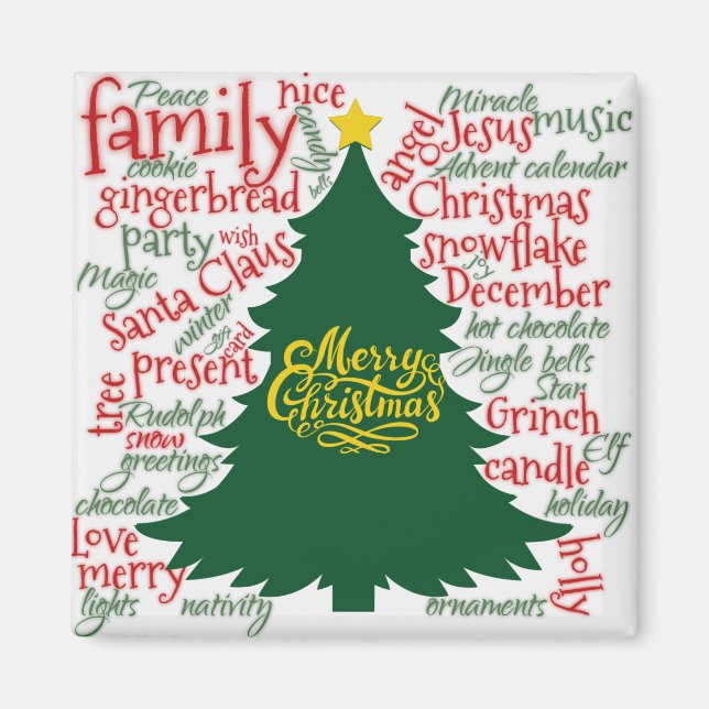 Imán Árbol de Navidad con palabras Navidades (Frente)