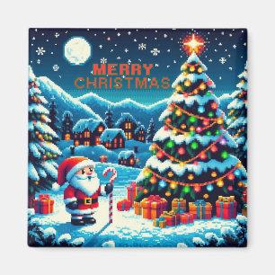 Imán Árbol de Navidad de 8 bits y Santa