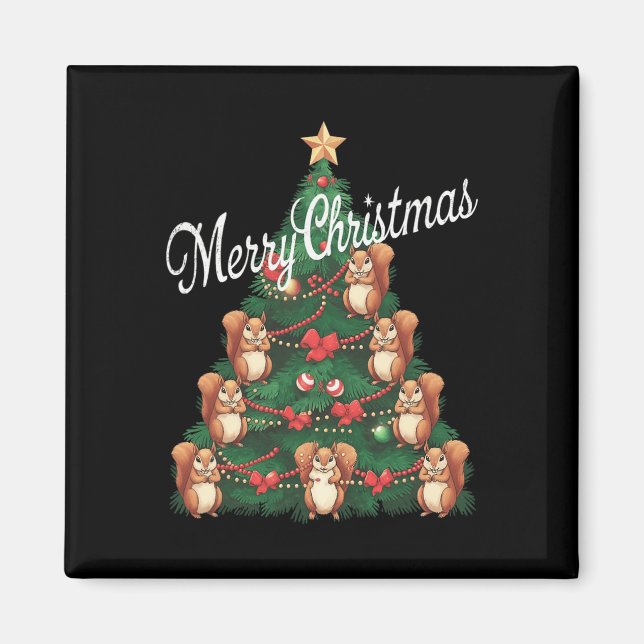 Imán Árbol de navidad de ardilla (Frente)