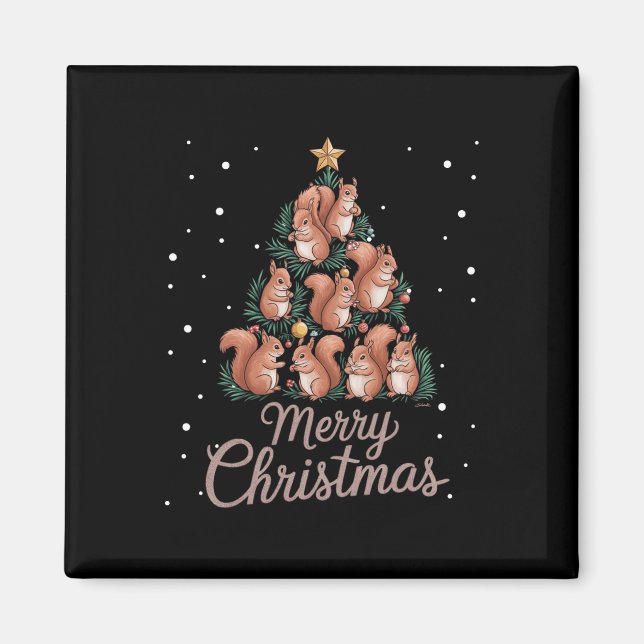 Imán Árbol de navidad de ardilla 1 (Frente)
