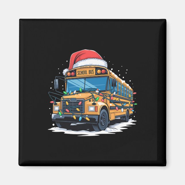 Imán Árbol de navidad de autobús escolar Cute Santa Hat (Frente)