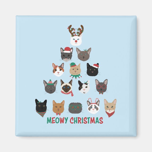 Imán Árbol de Navidad de gato (Frente)