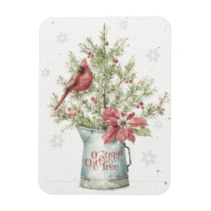 Imán Árbol de Navidad de granja con cardenal