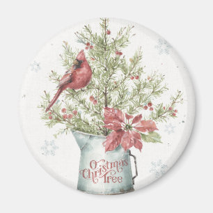 Imán Árbol de Navidad de granja con cardenal