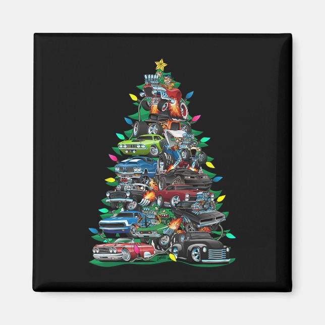 Imán ¡Árbol de Navidad de la locura del auto! Coches Y  (Frente)