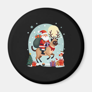 Imán Árbol de navidad de reno siamés de Santa Riding L