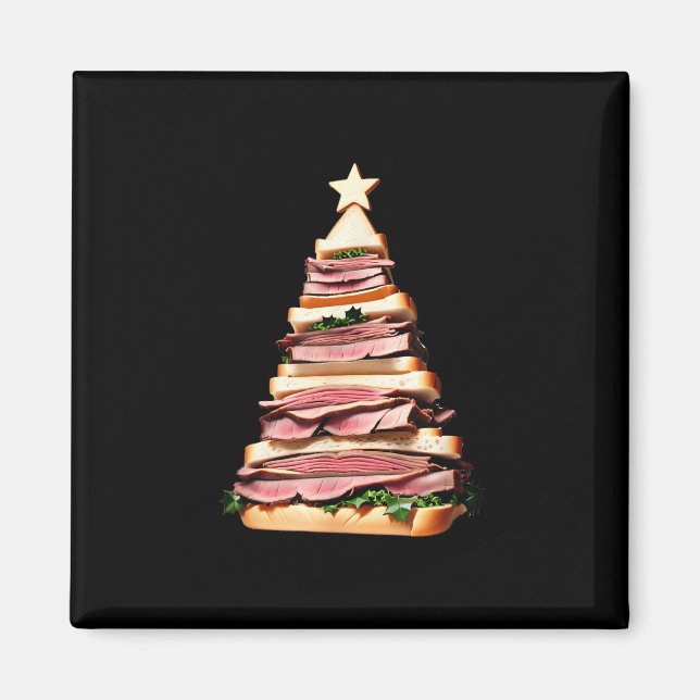 Imán Árbol de Navidad de Sandwich de carne asada (Frente)