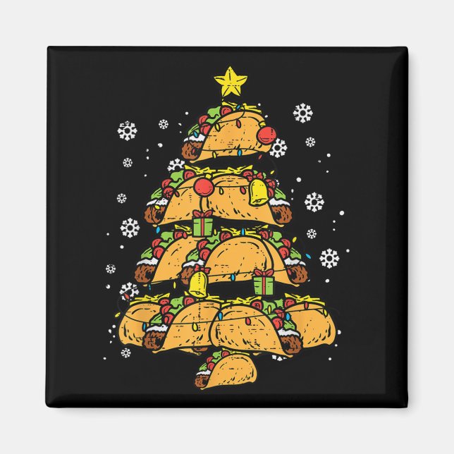 Imán Árbol de Navidad de Taco Comida Mexicana Navidad  (Frente)