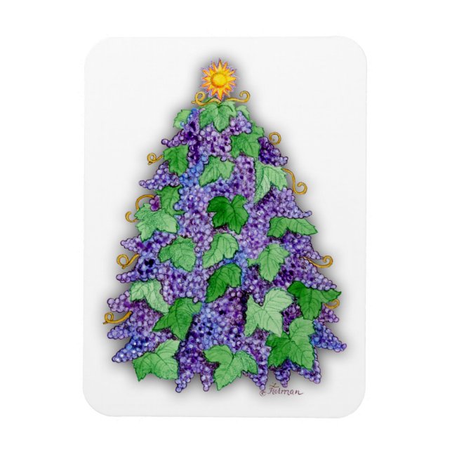 Imán Árbol de Navidad de uvas de vino (Vertical)