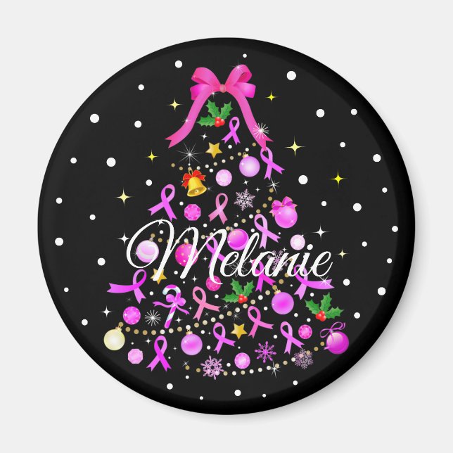 Imán Árbol de Navidad del Cáncer de Mama (Frente)