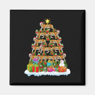 Imán Árbol de Navidad del tigre de Bengala iluminando S