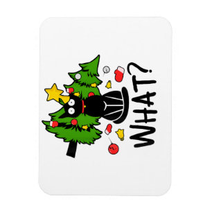 Imán Árbol de Navidad divertido gato negro Santa Merry