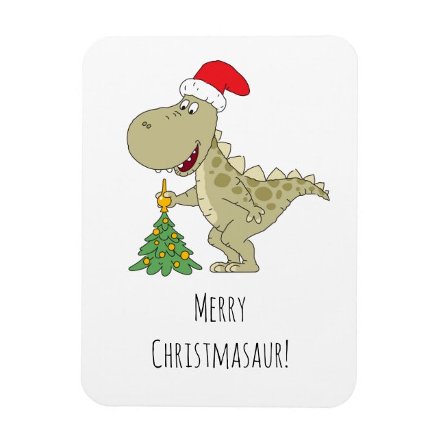 Imán Árbol de navidad dulce Dinosaurio Santa Hat (Vertical)
