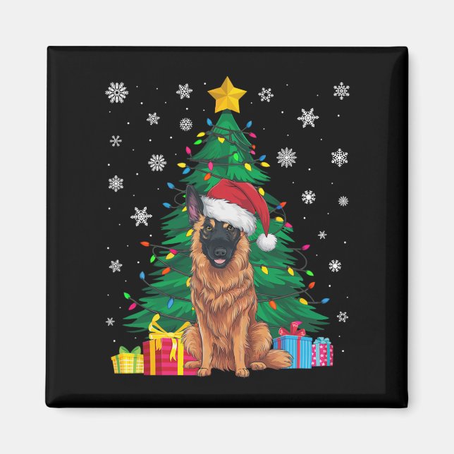 Imán Árbol de navidad dulce feo ilumina perro malinés b (Frente)