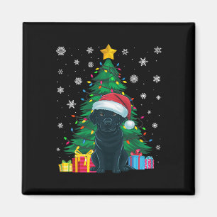 Imán Árbol de navidad dulce feo ilumina perro negro de 
