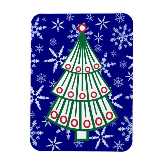 Imán Árbol de Navidad en vincha sobre Blizzard con copo (Vertical)