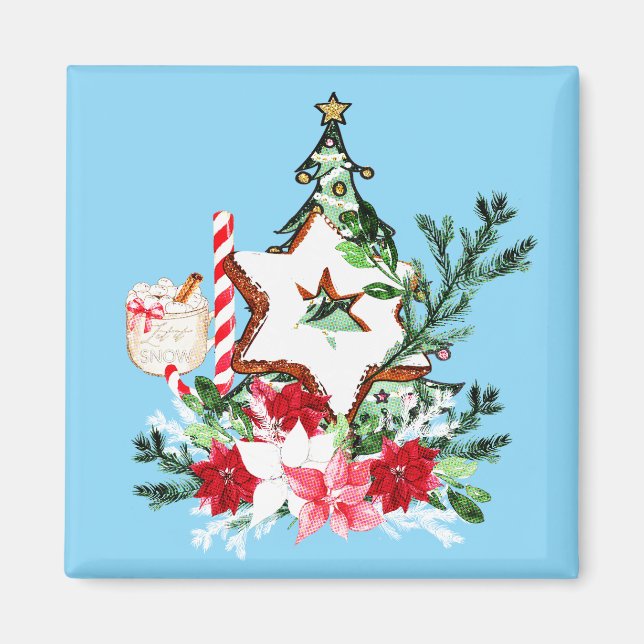 Imán Árbol de Navidad Flores Caña de Caramelo JOY (Frente)