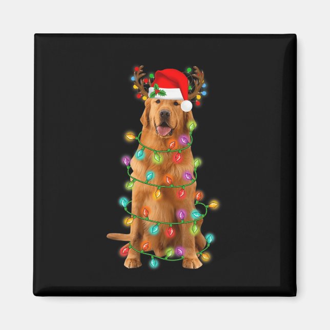 Imán Árbol de Navidad Golden Retriever enciende perro d (Frente)