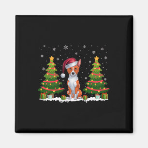 Imán Árbol de navidad ilumina el perro de Basenji Santa
