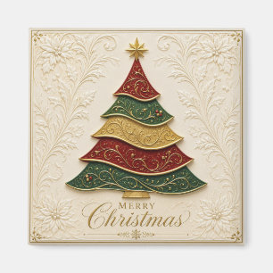 Imán Árbol de Navidad ornamentado en oro y esmalte