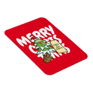 Imán Árbol de Navidad personalizable deseando felicidad