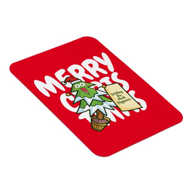 Imán Árbol de Navidad personalizable deseando felicidad (Lado Derecho)