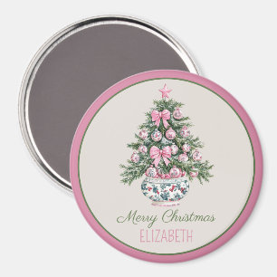 Imán Árbol de Navidad Preppy Chinoiserie Personalizado