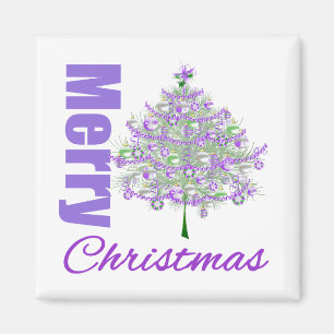 Imán Árbol de navidad púrpura del tema de las Felices
