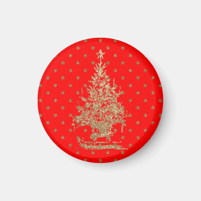 Imán Árbol de navidad purpurina rojo (Frente)