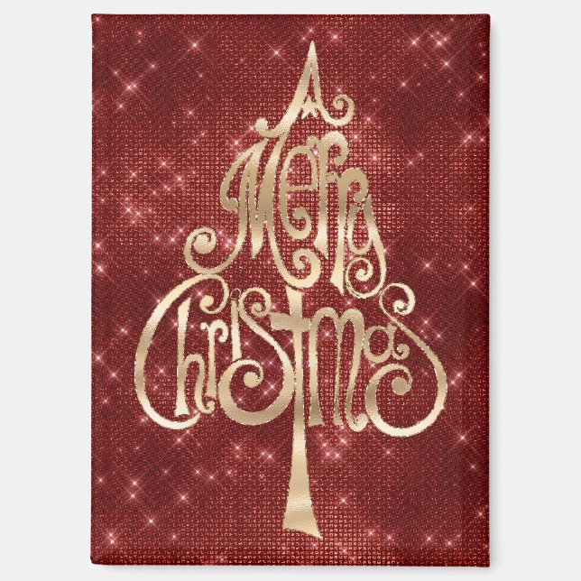 Imán Árbol de navidad Red Sparkle (Anverso)