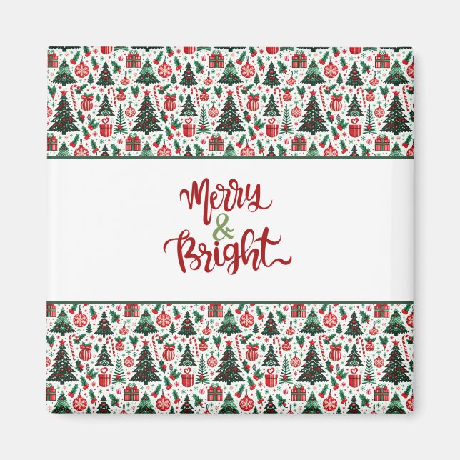 Imán Árbol de Navidad, regalos, caramelos (Frente)