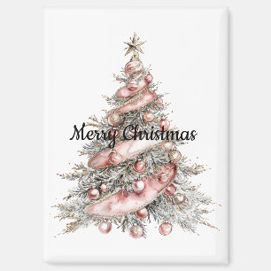 Imán Árbol de Navidad rosa rosado y dorado Rosa