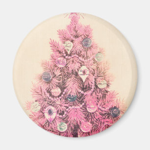 Imán Árbol de navidad rosado del vintage