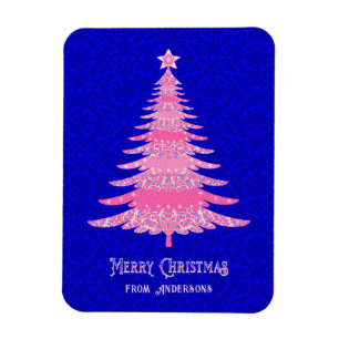 Imán Árbol de Navidad rosado Personalizado Esparkle Mod