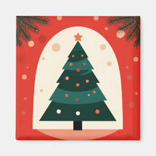 Imán Árbol de Navidad verde con fiesta roja