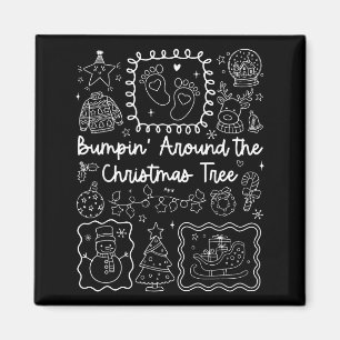 Imán Árbol de Navidad Vintage Anuncio de Embarazo de Na