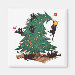 Imán Árbol de Navidad y gato, adorable amante de los ga