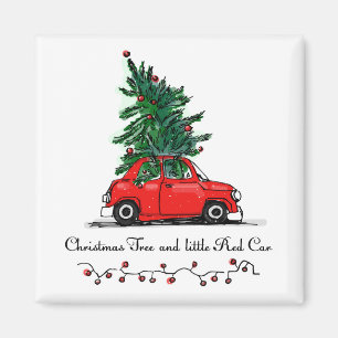 Imán Árbol de navidad y poco coche rojo