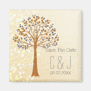 Imán árbol de otoño, matrimonio rústico salva los imane