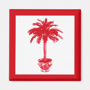 Imán Árbol de palmas potentes - rojo profundo y blanco