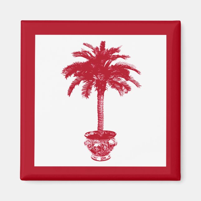Imán Árbol de palmas potentes - rojo profundo y blanco (Frente)