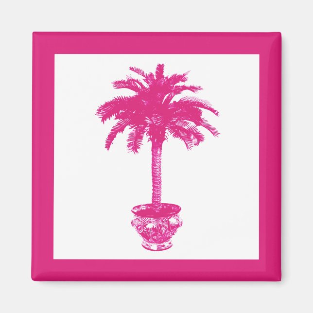 Imán Árbol de palmeras potentes - rosa fucsia y blanco (Frente)