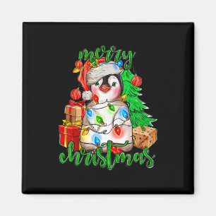 Imán Árbol de pingüino de navidad ilumina Santa Hat Fun