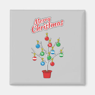 Imán Árbol de sucursal desnudo de los navidades - Feliz