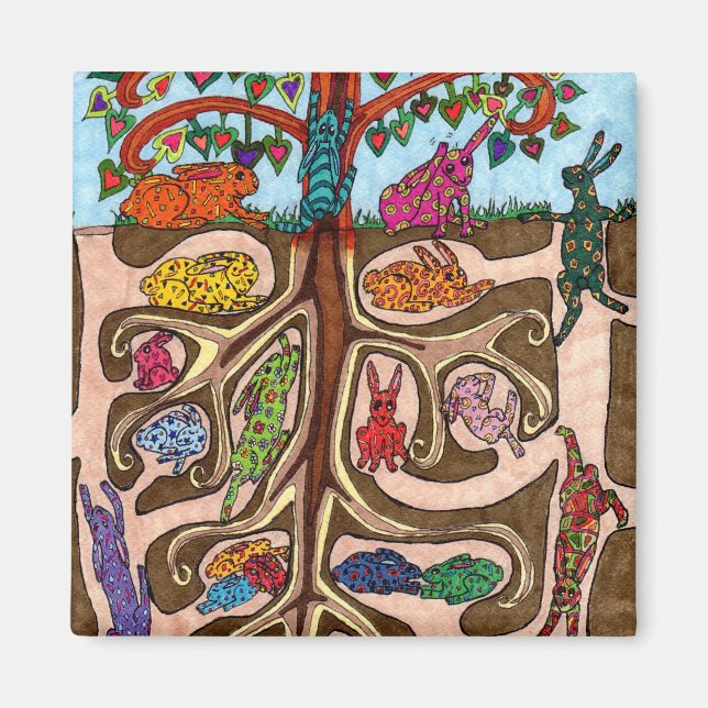 Imán Árbol de vida de conejito oaxaqueño (Frente)