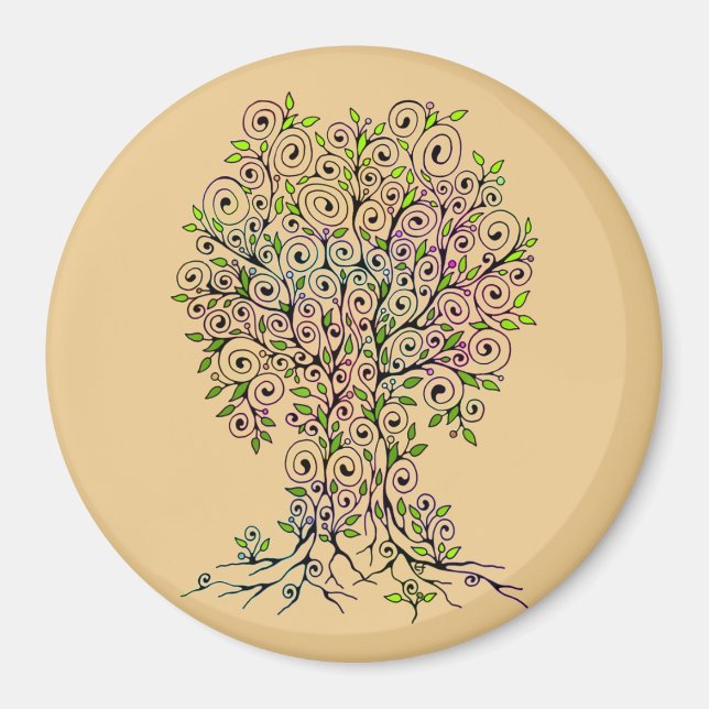 Imán Árbol De Vida - Espirales Salen Frutas 1 (Frente)